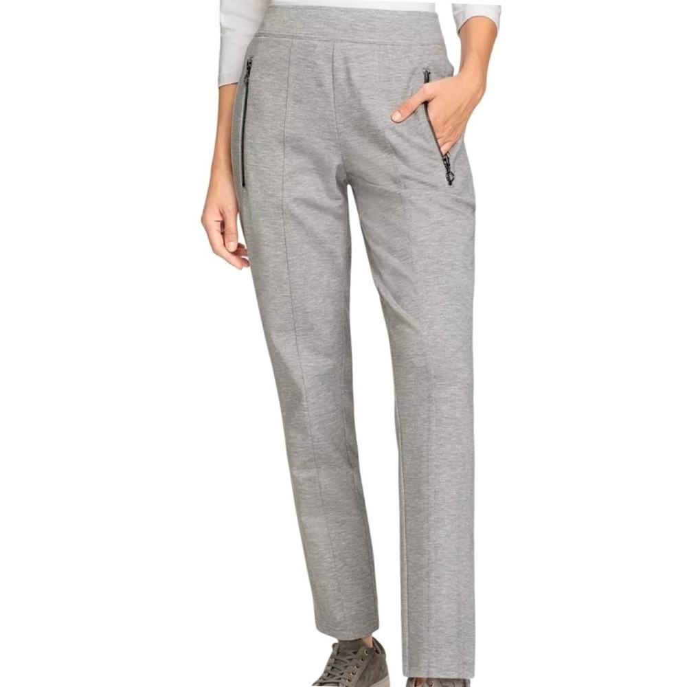 Olsen Womens‎ 10 Gray Lisa Fit Straight Leg Pull On Jersey Knit Pants NWT